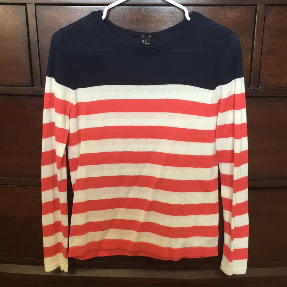 Forever 21 Red White and Blue, Fourth of July, July 4th, flag sweater Small
